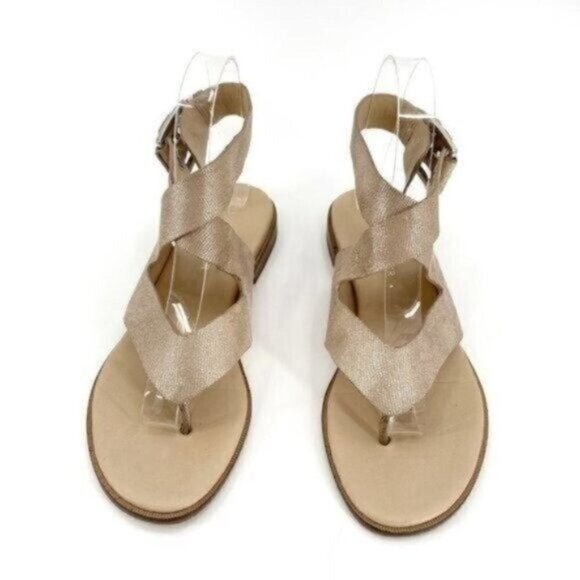 Donald J. Pliner Leather Lola 2 Snakeskin Shimmer Ankle Strap Thong 6 Sandals - Picture 2 of 8